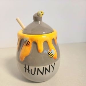 Disney Winnie The Pooh HUNNY Honey Pot Jar w/ Honey Comb 5" Tall New.No Box